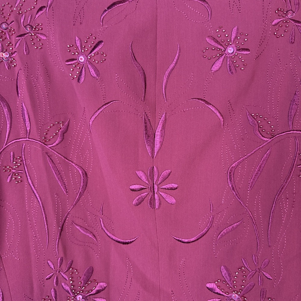 John Meyer Womens Blazer 12 Wine Embroidered Beaded Floral NWT Jacket - Picture 5 of 10